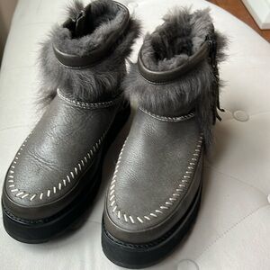 Authentic UGG Platform Leather Ankle Boots